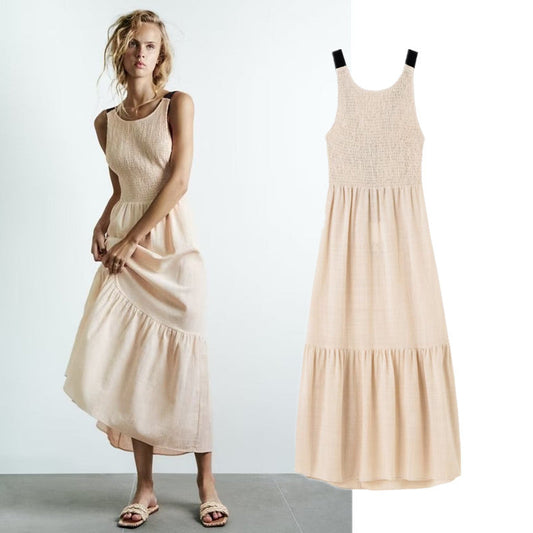 Mythalor - Freizeitkleid - Lässig - Beige Handgmacht Formaler Stil-Saisonale Kollektion - Ideal für Summer für Damen