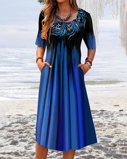 Fionna - Kleid - Elegant - Blau / Luxuriöses Material - Alltagstauglich für Damen