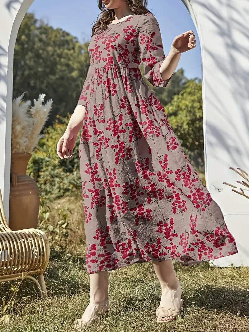 Evangelina - Langes Boho-Kleid mit Blumenmuster für Damen