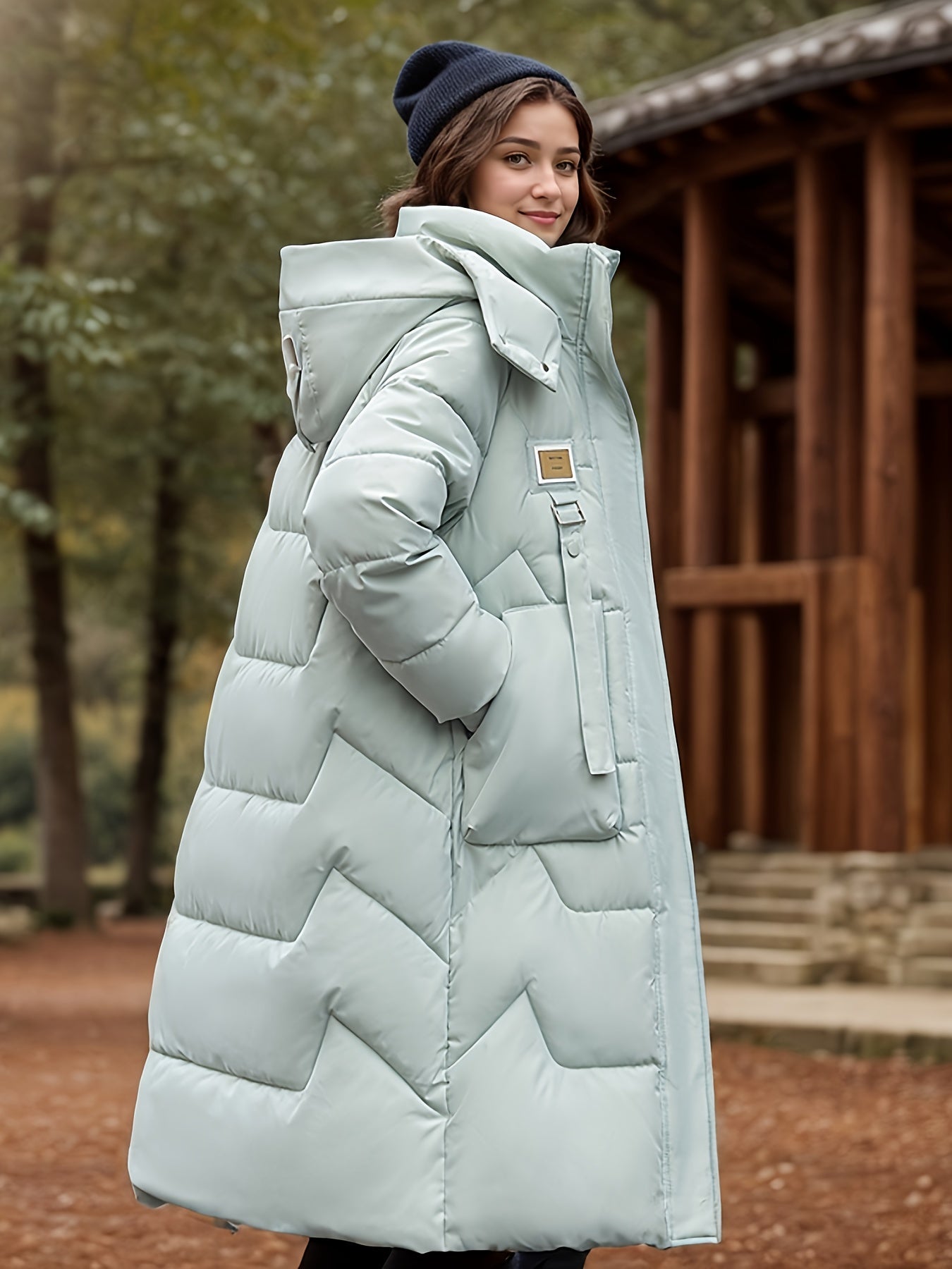 Stilvoller Langer Woll-Wintermantel mit Kapuze für Damen | Ideal für Herbst/Winter