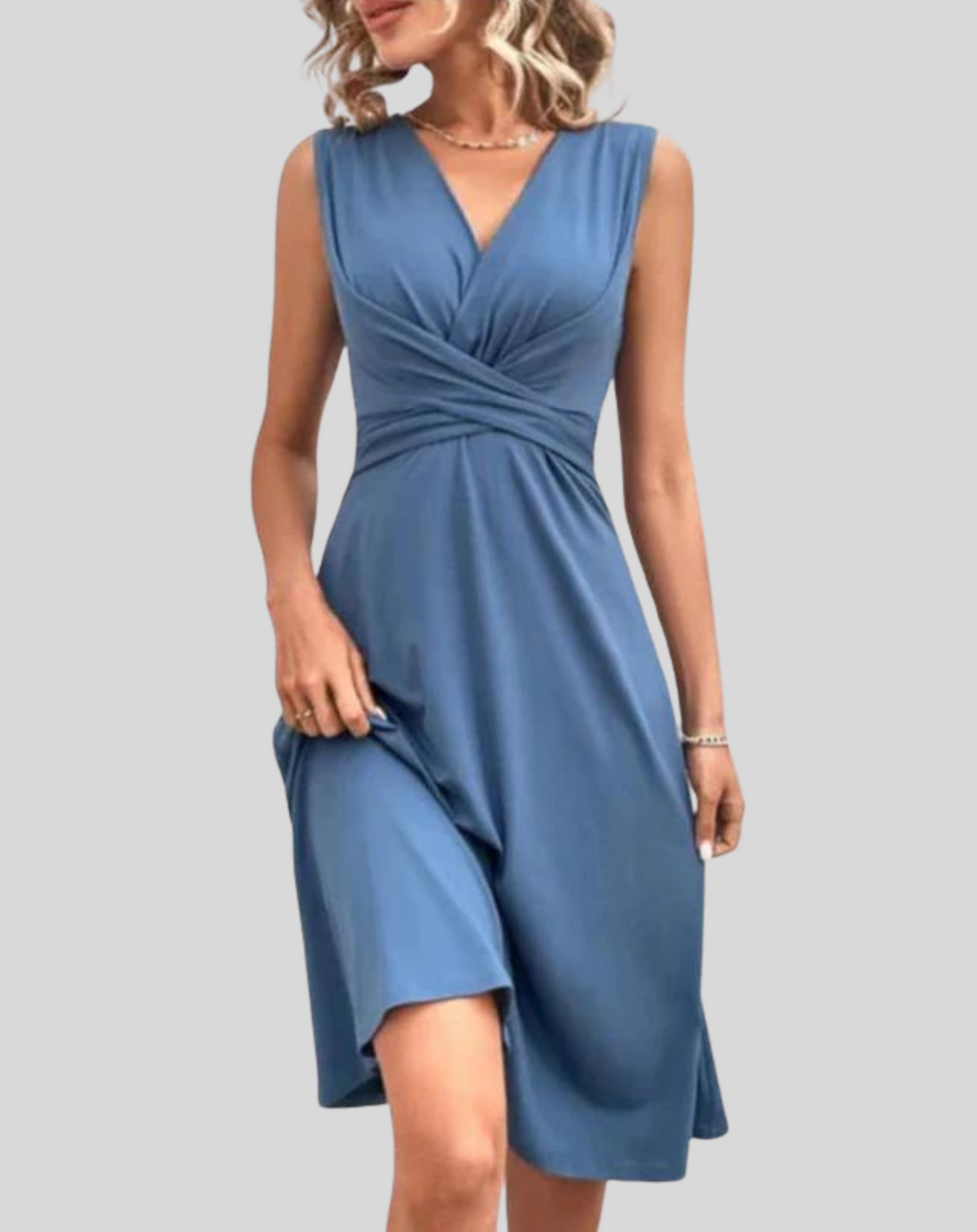 Eudora - Kurzes Sommerkleid mit V-Ausschnitt für Damen