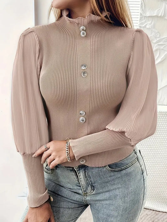 Amalya - Strickpullover - Schick/Elegant - Khaki / Vielseitigs Design - Alltagstauglich für Damen