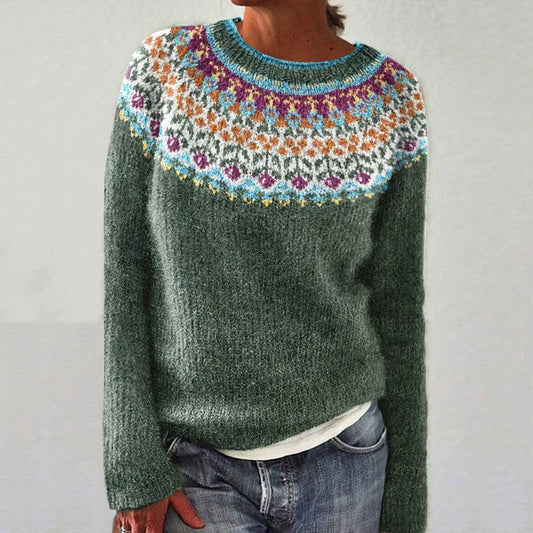 Zariah - Eleganter Tribal-Pullover mit Blumenmuster für Damen