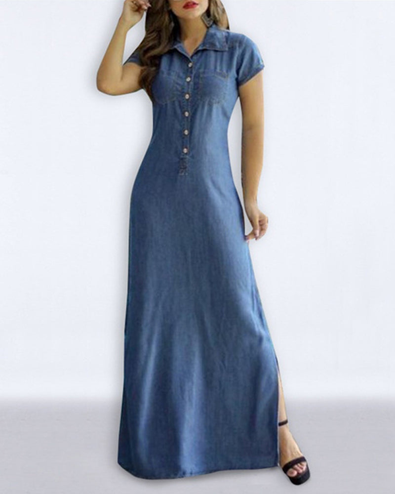 Tenzin - Maxikleid - Schick/Elegant - Denim/Vielseitigs Design - Alltagstauglich für Damen