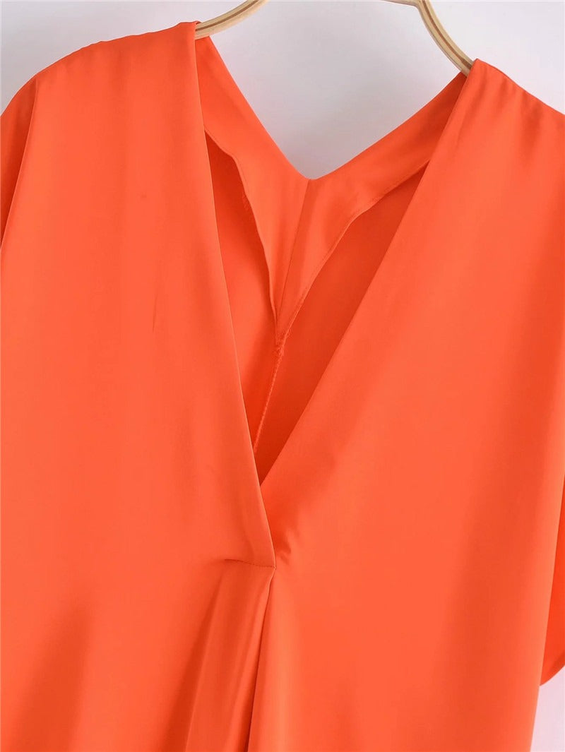 Hyloris - Kleid - Elegant - Orange Satin - Ideal für Party für Damen