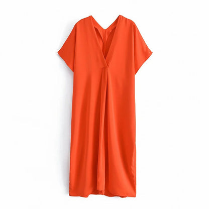 Hyloris - Kleid - Elegant - Orange Satin - Ideal für Party für Damen