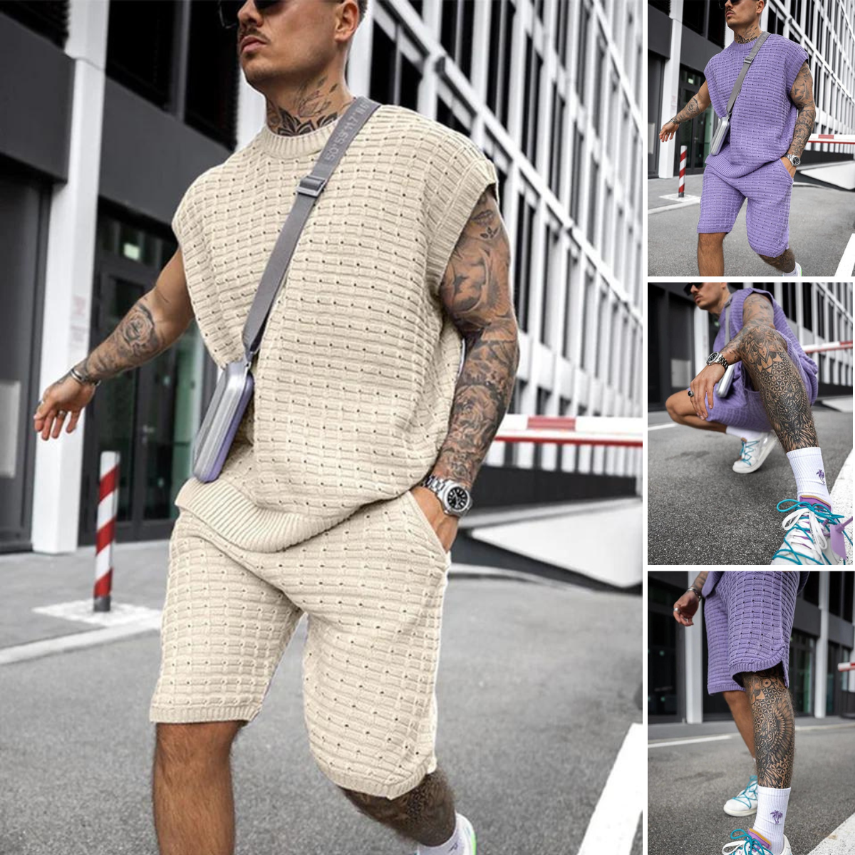 Tevin - Männer Strickset - Schick - Vielseitigs Design - Ideal für Summer für Herren