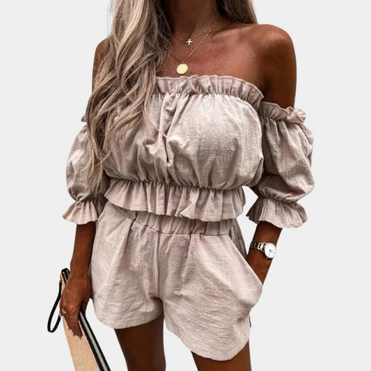 Sadie - Off-Shoulder-Top und kurze Hose im Set für Damen