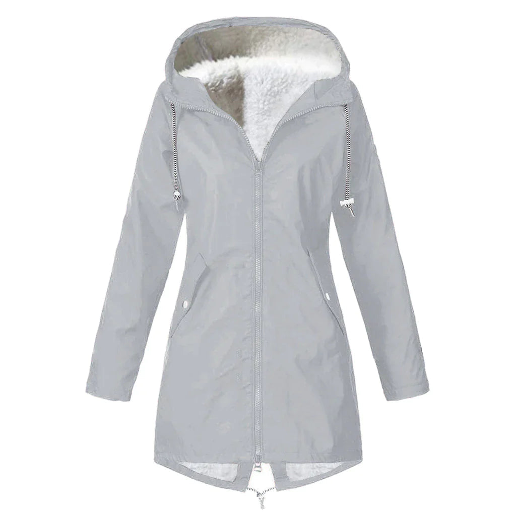 Lässige Warme Fleece Regenjacke mit Kapuze für Damen | Perfekt für Herbst/Winter