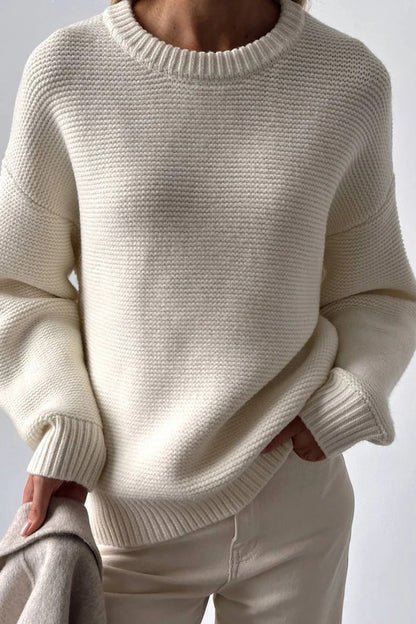 Gmüetlichs Iibergröss Rundhals Strickpullover für Damen | Perfekt für Lässige Tage