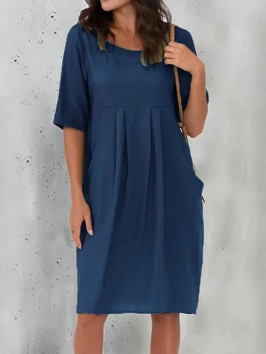 Alyssa - Midikleid - Lässig - Kombination Formaler Stil und Leinen - Ideal für Summer für Damen