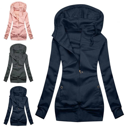 Lässiger übergroßer Zip Hoodie mit Fleece, Kapuze und Reißverschluss für Damen | Ideal für Alltag