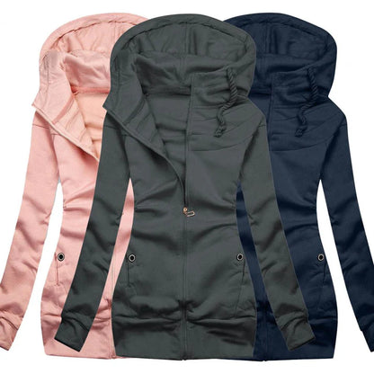 Lässiger übergroßer Zip Hoodie mit Fleece, Kapuze und Reißverschluss für Damen | Ideal für Alltag