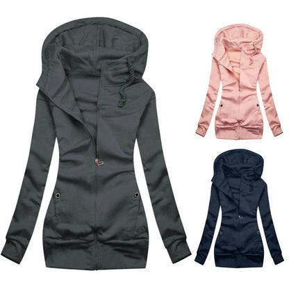 Lässiger übergroßer Zip Hoodie mit Fleece, Kapuze und Reißverschluss für Damen | Ideal für Alltag