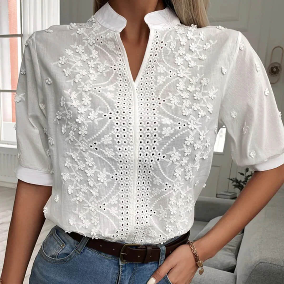 Alessia - Bluse - Elegant - Weiß/Saisonale Kollektion/vielseitiges Design - Ideal für Business für Damen