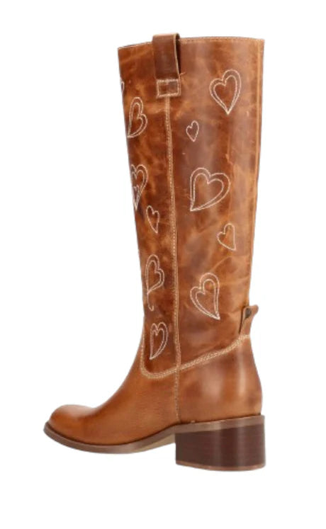 Stylische Overknee Cowboy Stiefel aus Veganem Leder mit Print und Reißverschluss für Damen | Für den Alltag