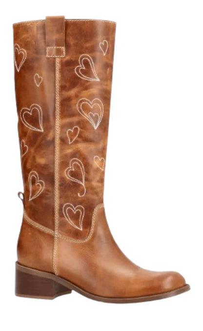 Stylische Overknee Cowboy Stiefel aus Veganem Leder mit Print und Reißverschluss für Damen | Für den Alltag