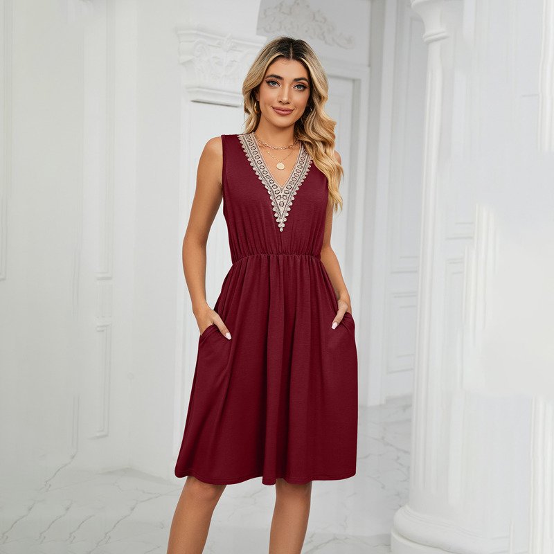 Amaline - Kurzes Vintage-Kleid mit V-Ausschnitt für Damen