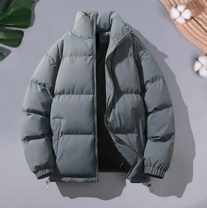 Trendige Einfarbige Steppjacke mit Stehkragen für Herren | Ideal für Herbst/Winter