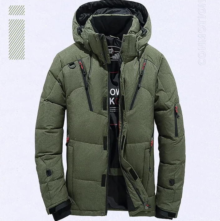 Wasserdichte Steppjacke mit Kapuze und Stehkragen für Herren | Ideal für Herbst/Winter