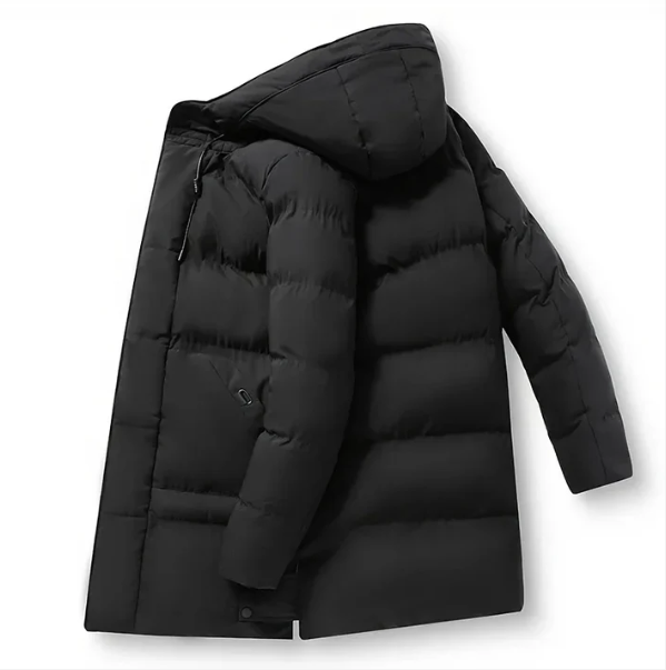 Winddichte Lange Steppjacke mit Kapuze für Herren | Ideal für Herbst/Winter