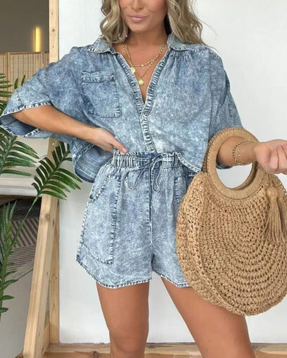 Elyndor - Top und Shorts - Schick - Spitze - Alltagstauglich für Damen