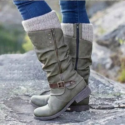 Casual Overknee Winterstiefel aus Veganem Leder für Damen | Perfekt für den Alltag